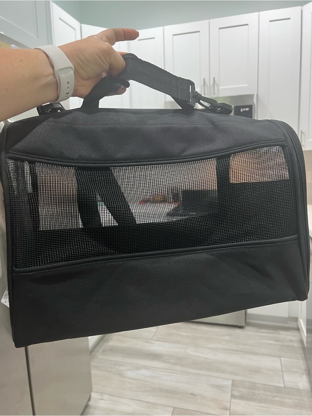 Black Small Pet Carrier Bag with Removable Strap - Picture 2 of 5